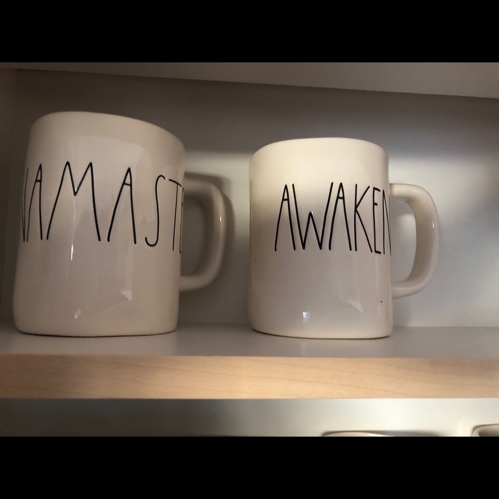 Rae Dunn Namaste and Awaken oversized mugs